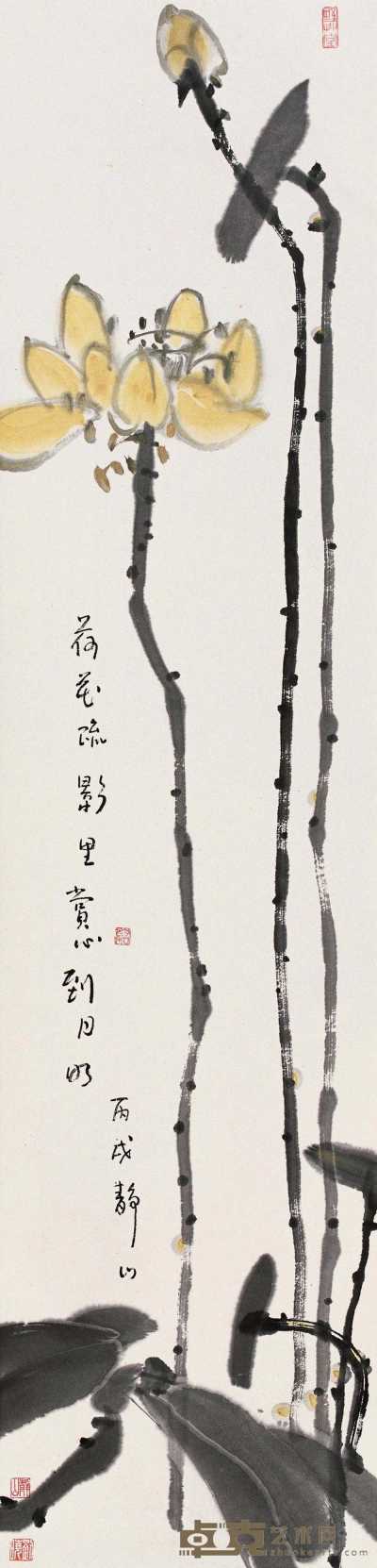 刘晓 丙戌（2006年作） 赏心到明月 立轴 137×33.5cm